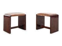 A Pair of Art Deco Walnut Tabourets