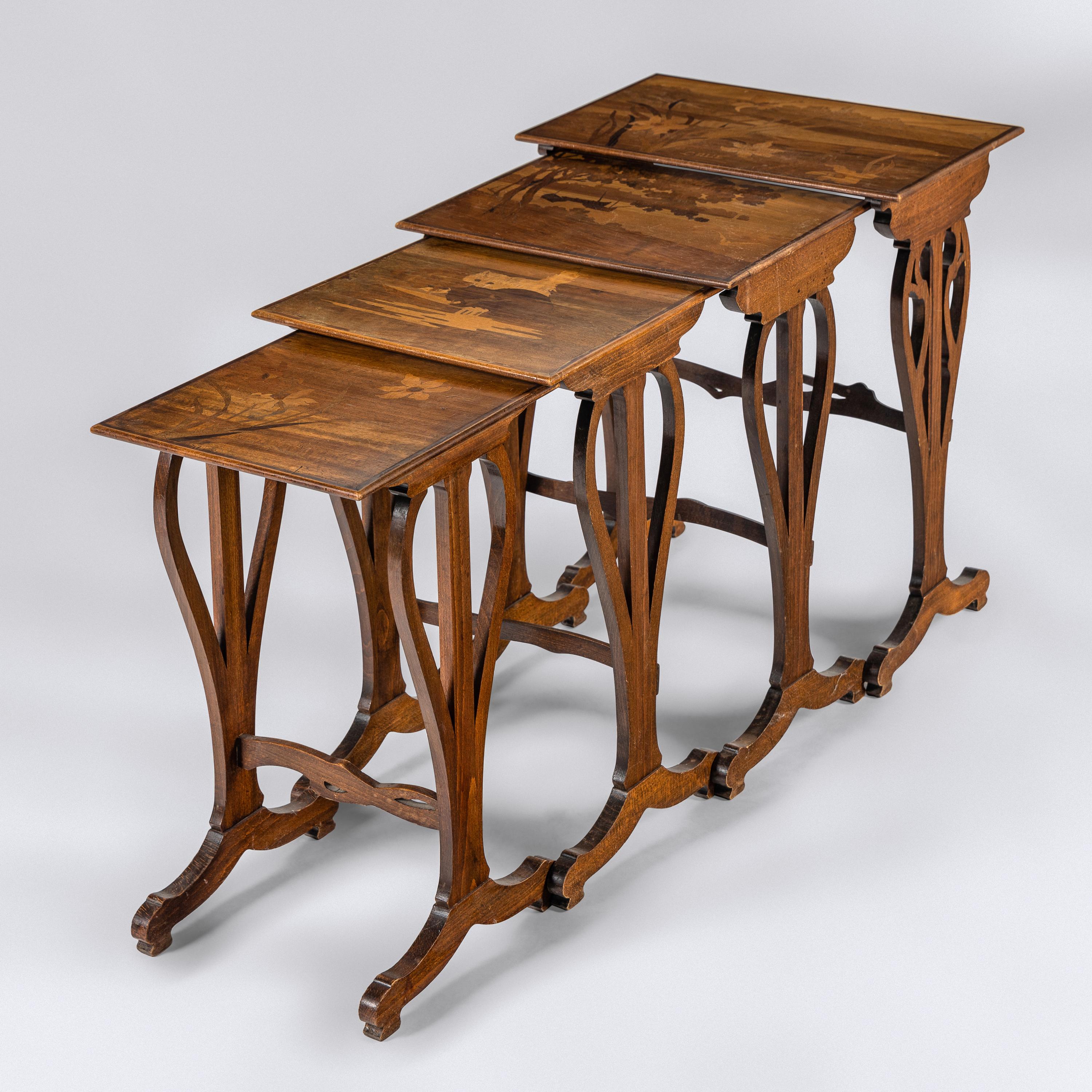 Set of Four Inlaid Nesting Tables