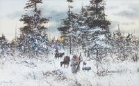 Gregory Sumida, (American, b. 1948), Deer Feast