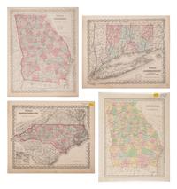 A Group of Three Maps of North Carolina, Connecticut and Georgia