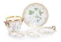 Five Flora Danica Porcelain Articles, Diameter of first 13 inches.