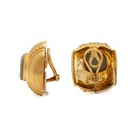 Judith Ripka, Lava Cameo, Diamond, and Yellow Gold Earrings