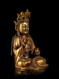 A Gilt Bronze Figure of Guanyin