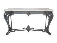 A Continental Patinated Cast Iron Marble-Top Console Table