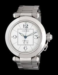 CARTIER, STAINLESS STEEL 'PASHA' WATCH