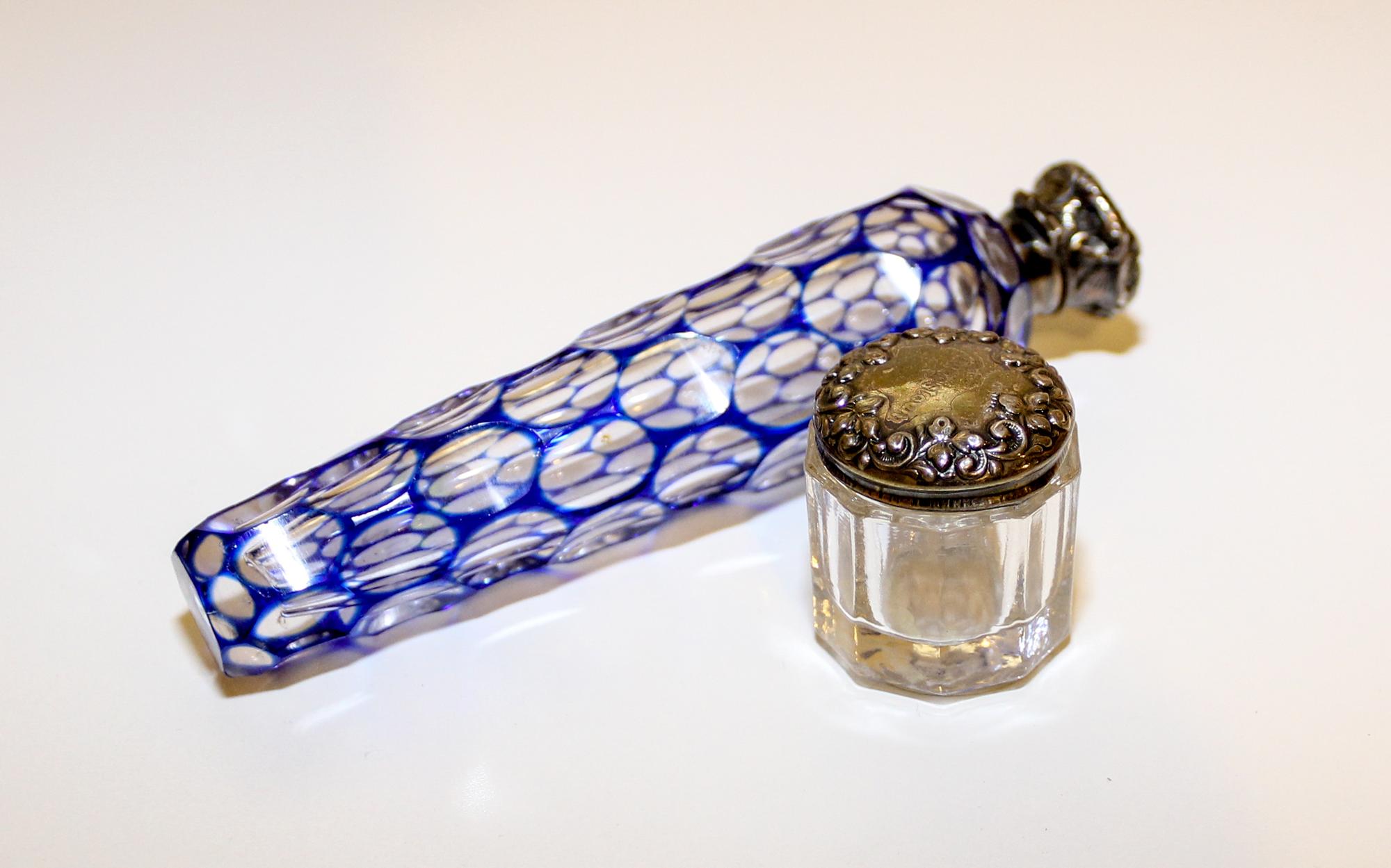 A Bohemian Cut to Clear Scent Flask Length of first 5 1/4 inches. — 19TH/20TH CENTURY