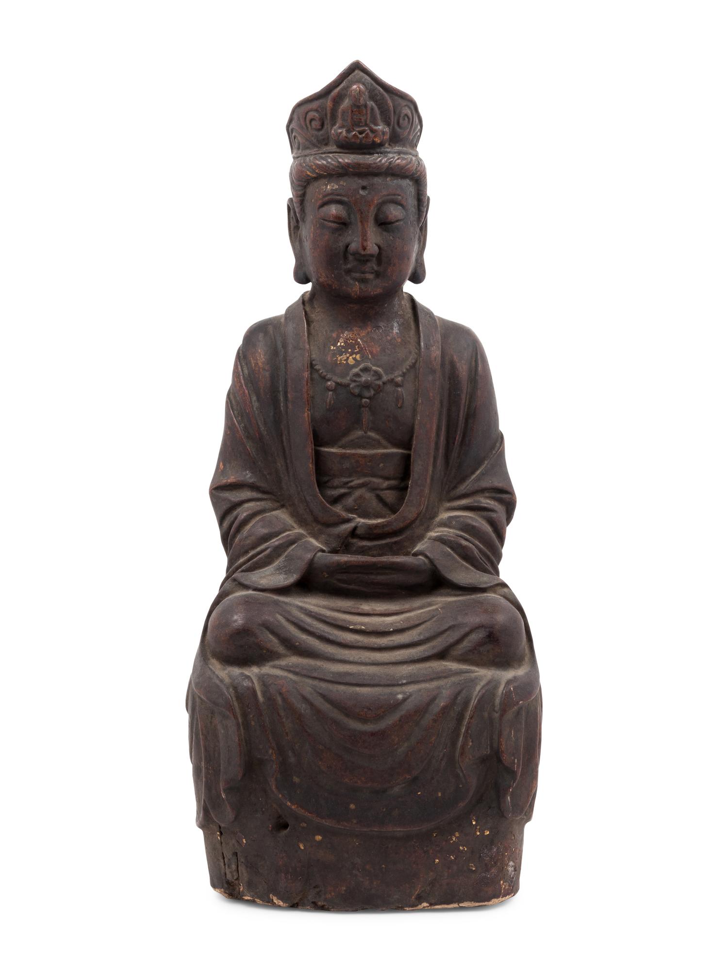 A Chinese Carved Wood Seated Buddha Figure