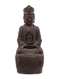 A Chinese Carved Wood Seated Buddha Figure