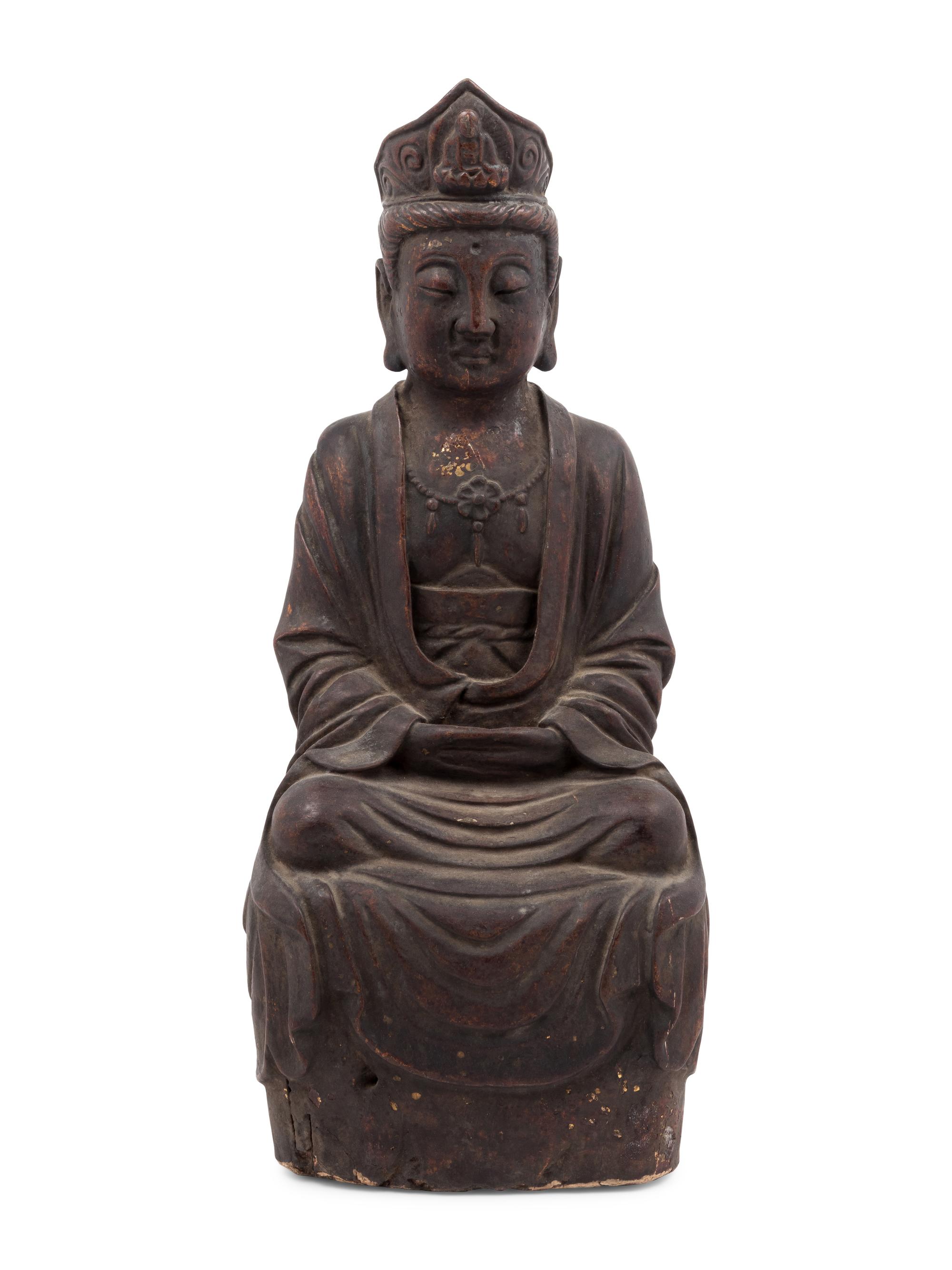 A Chinese Carved Wood Seated Buddha Figure