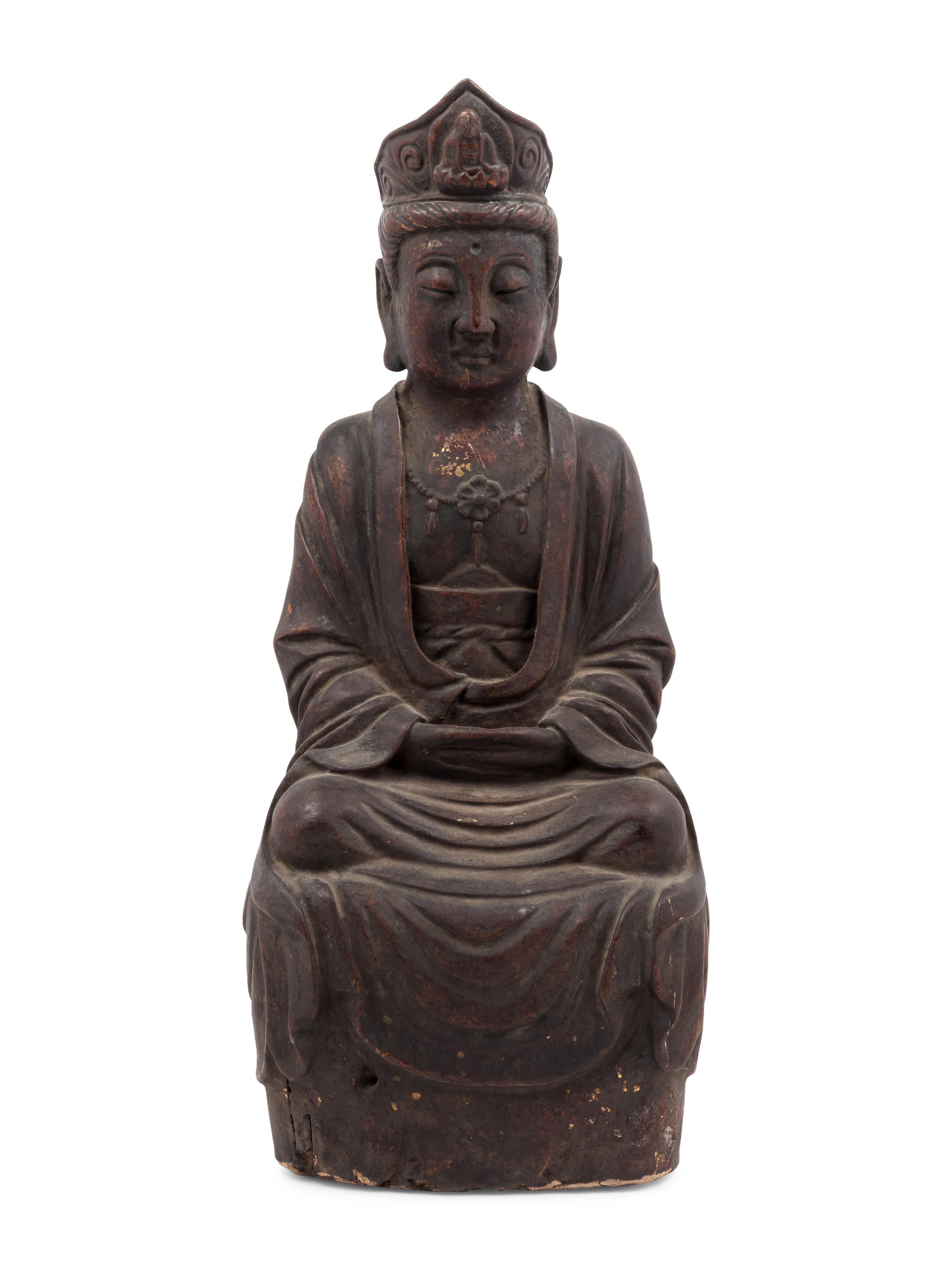 A Chinese Carved Wood Seated Buddha Figure