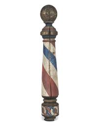 A Paint Decorated Wood Barber Pole