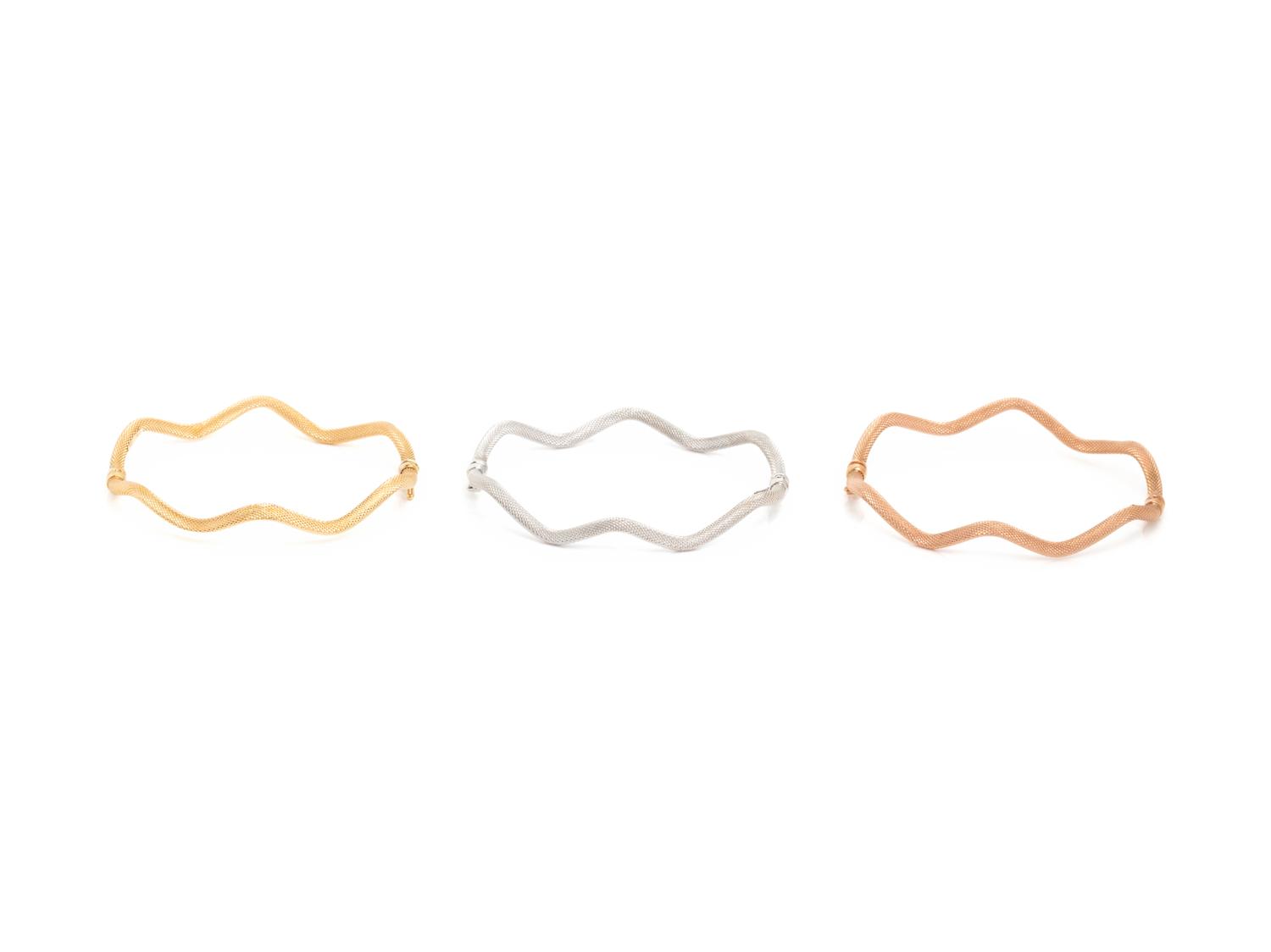 TRICOLOR GOLD BANGLE BRACELET SET
