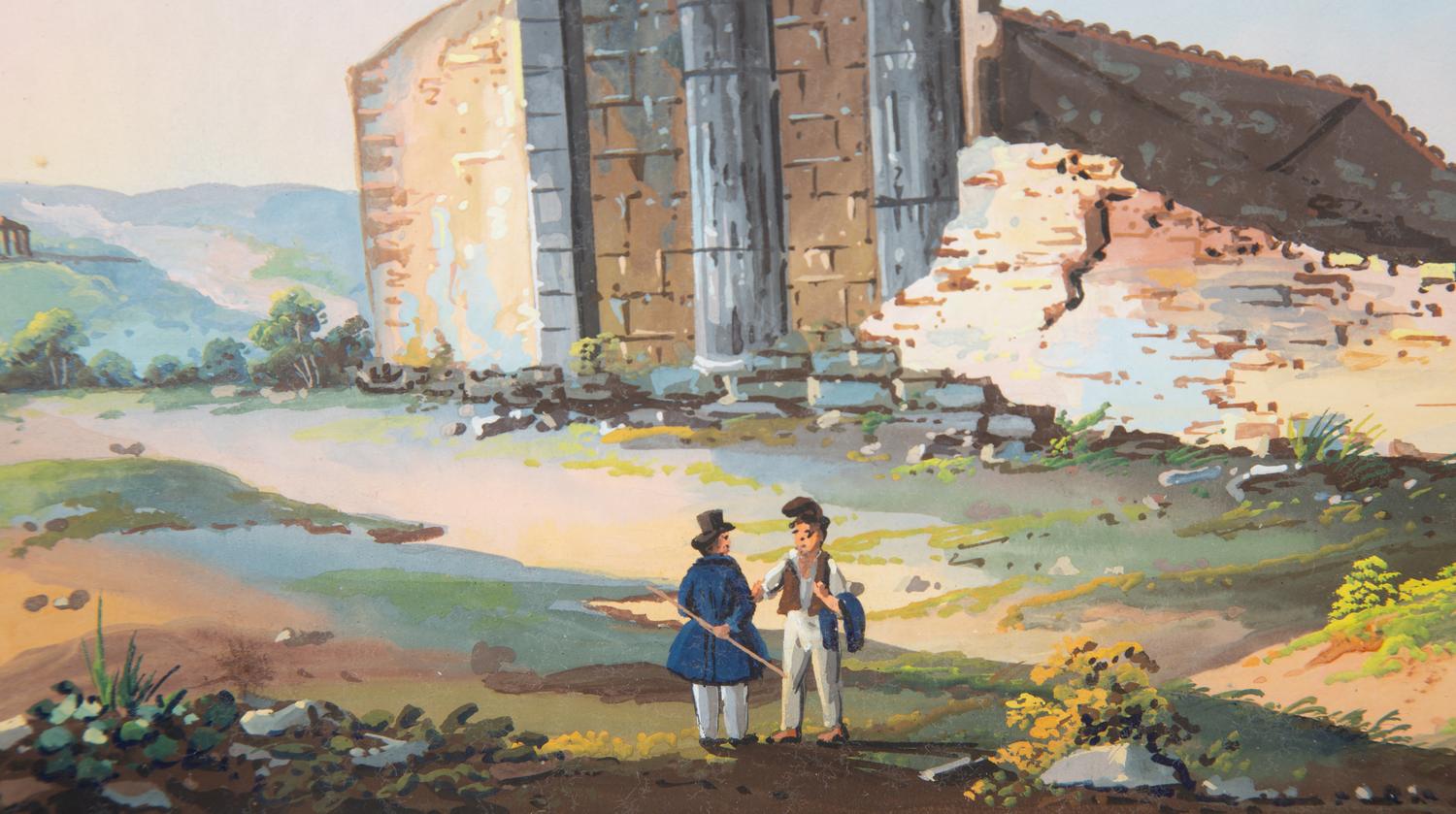 Two Continental School Gouache Paintings of Italian Temples — 19th/20TH CENTURY