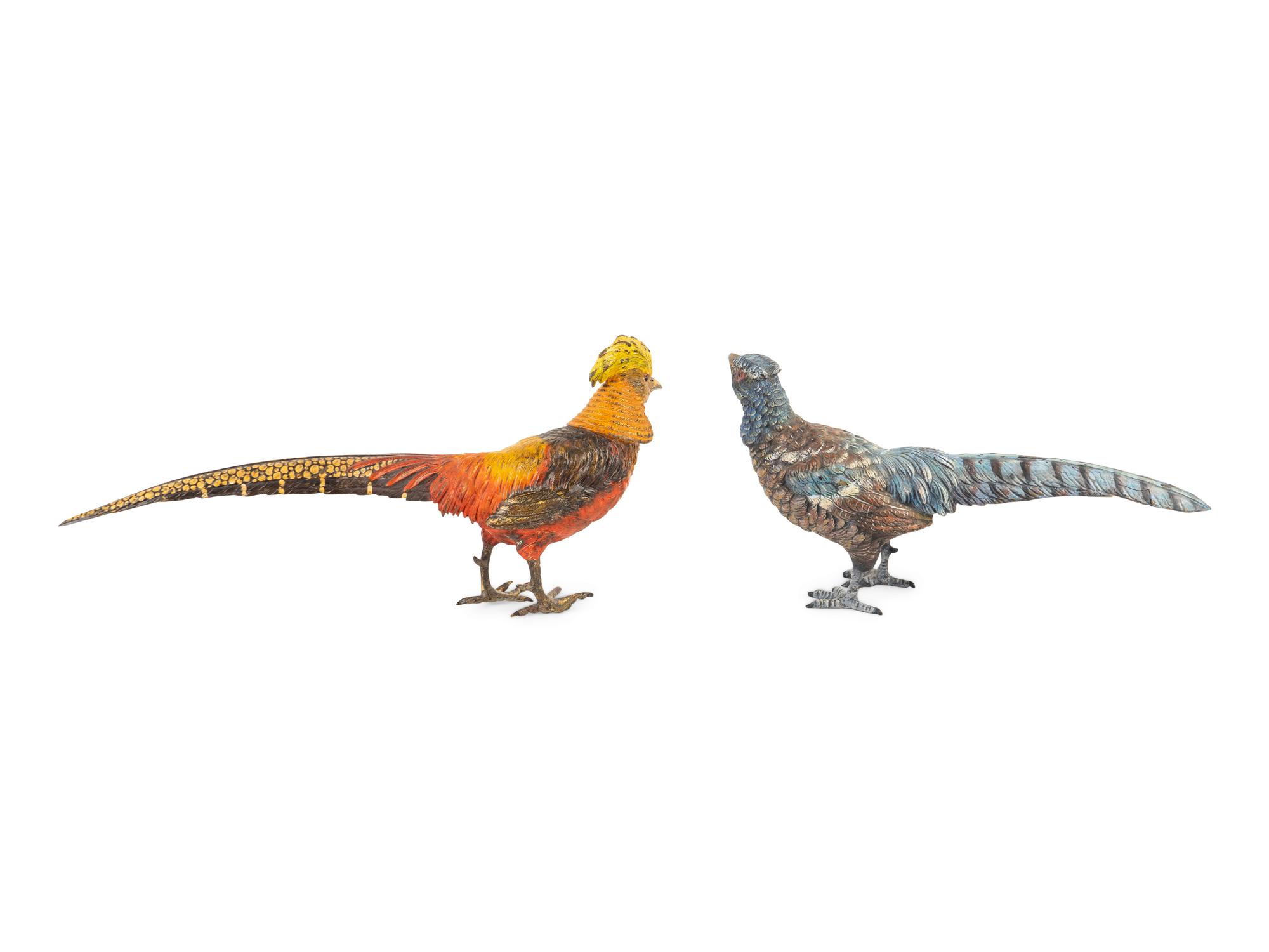 A Pair of Austrian Cold Painted Bronze Pheasants