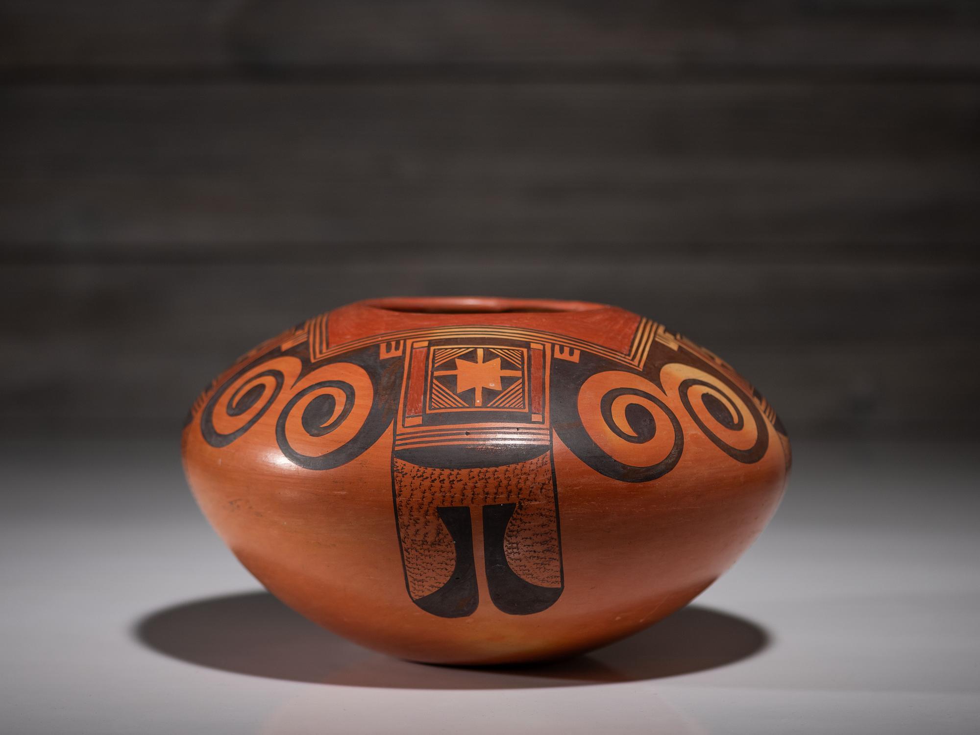 Polychrome Pottery Jar, with Eagle Tail Design