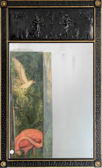 A Neoclassical Ebonized Mirror Height 45 3/4 x width 28 1/4 inches. — 20TH CENTURY