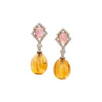 CITRINE, PINK TOURMALINE, AND DIAMOND EARRINGS