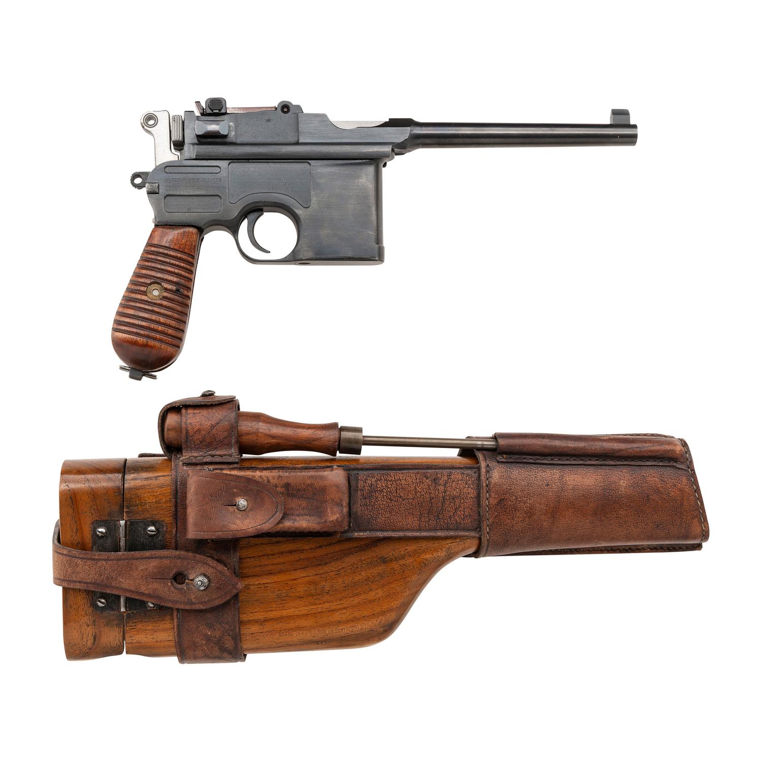 **Refurbished Import Marked Mauser C96 Pistol with Reproduction Stock Holster and Carrier
