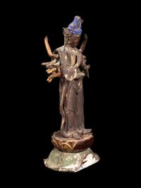 A Gilt and Polychrome Lacquered Wood Figure of Standing Kannon