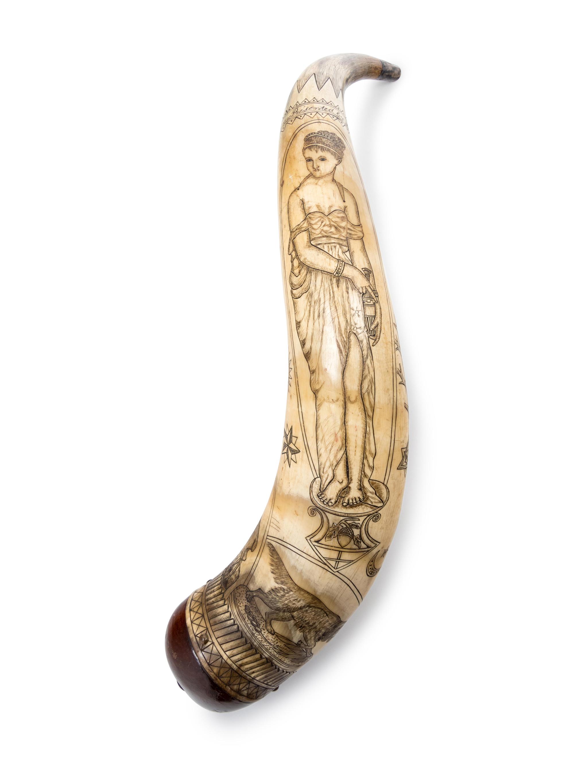 An American Carved Powder Horn