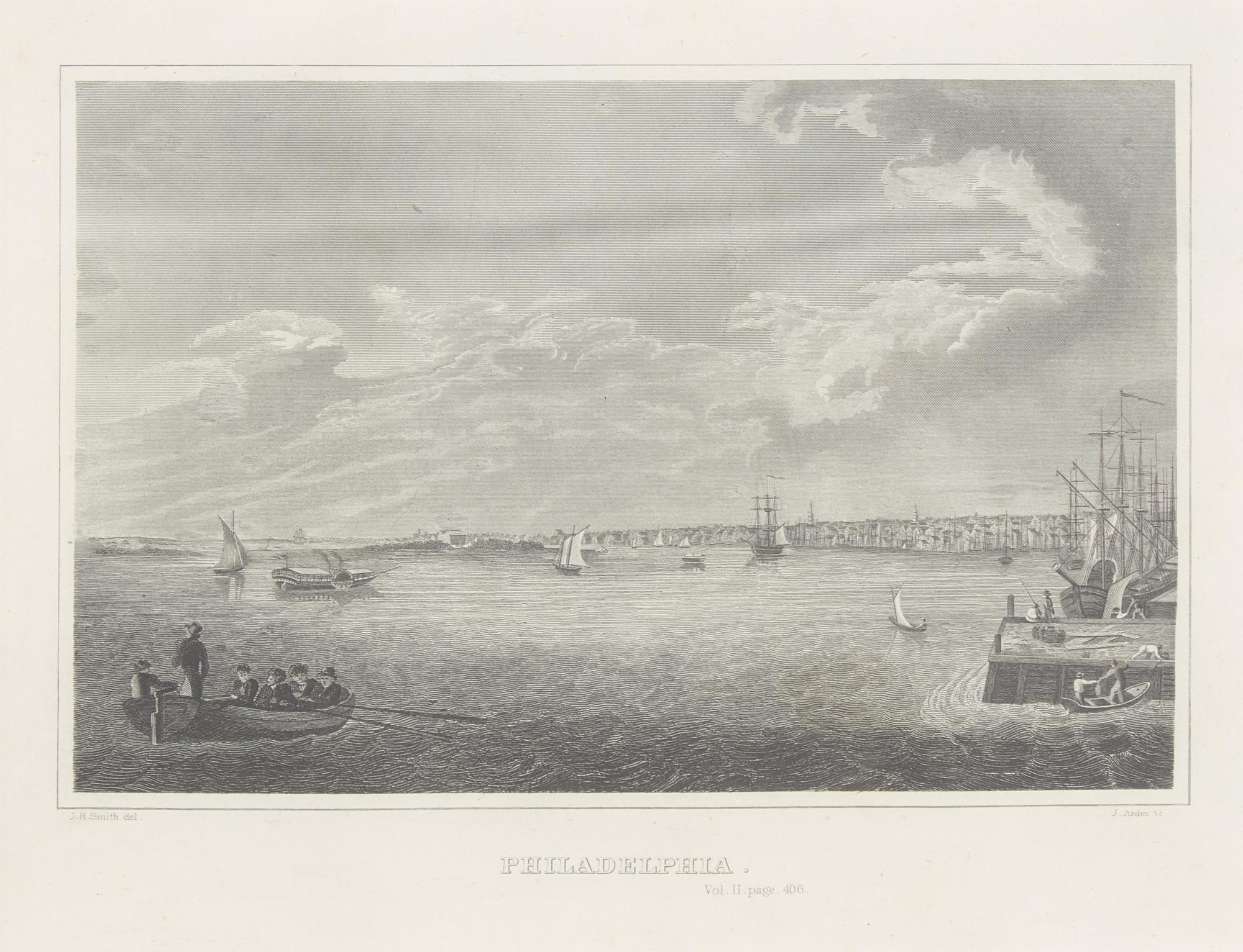 [Philadelphia] Group of 8 engraved decorative views of Philadelphia