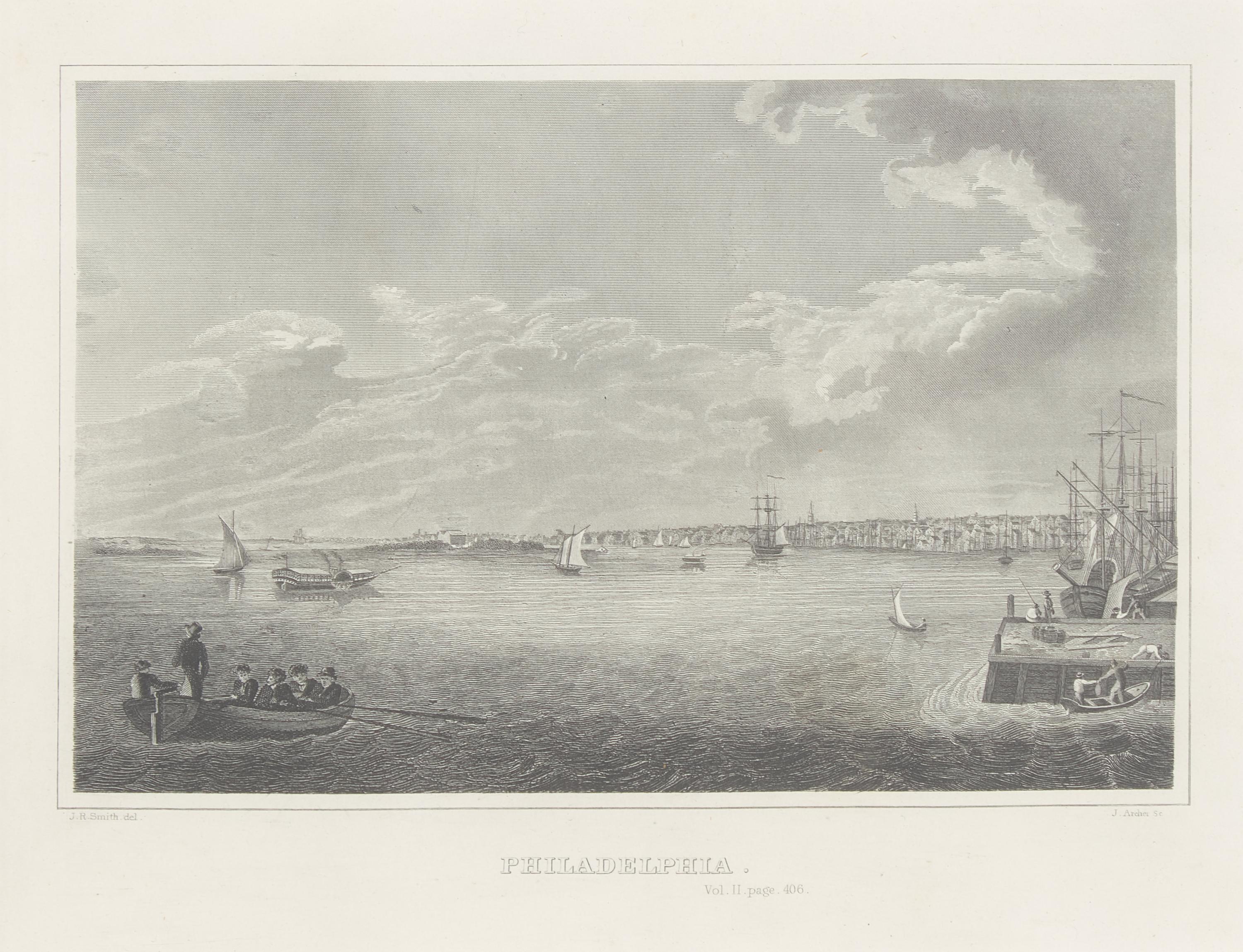 [Philadelphia] Group of 8 engraved decorative views of Philadelphia