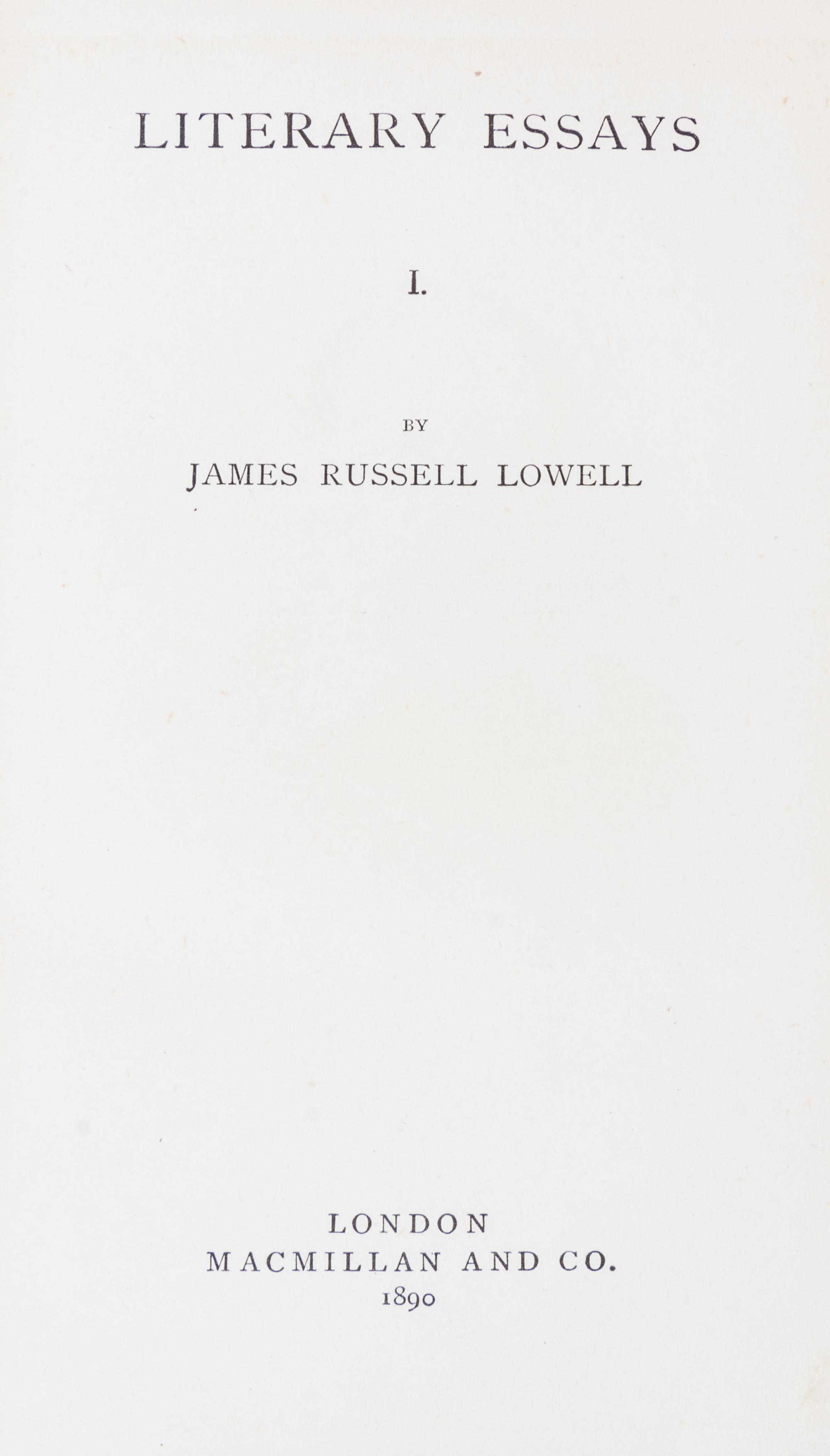 (SANGORSKI) LOWELL, JAMES. The Writings. London, 1890. 10 vols.