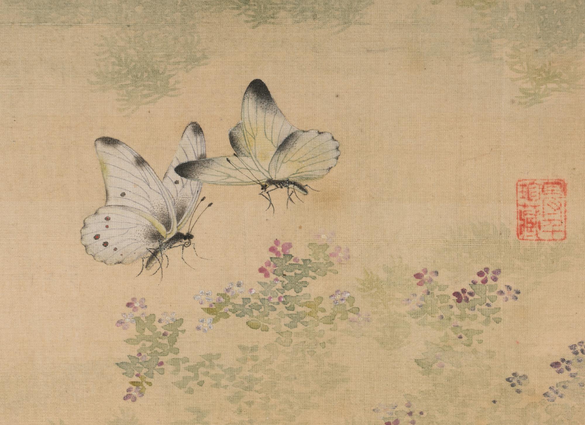 Four Chinese Paintings Depicting Butterflies