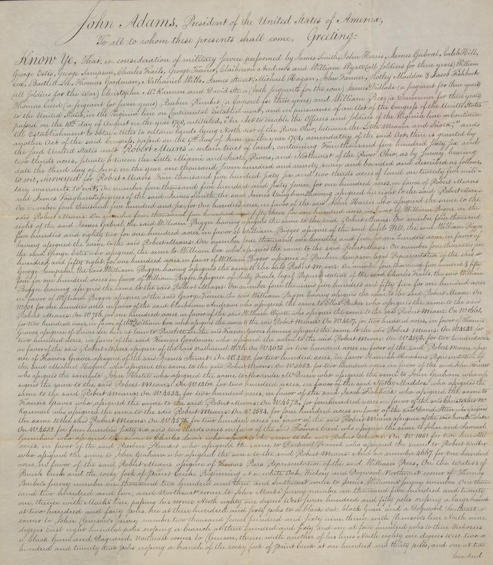 [Presidential] Adams, John. Manuscript Document, signed