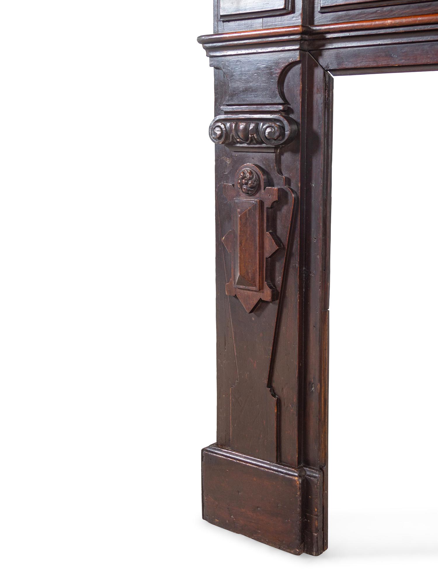 A French Carved Pine Fireplace Mantel