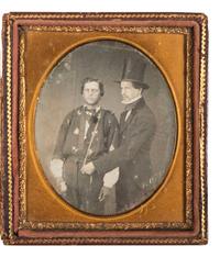 [EARLY PHOTOGRAPHY]. Sixth plate daguerreotype featuring a tailor fitting a sailor.
