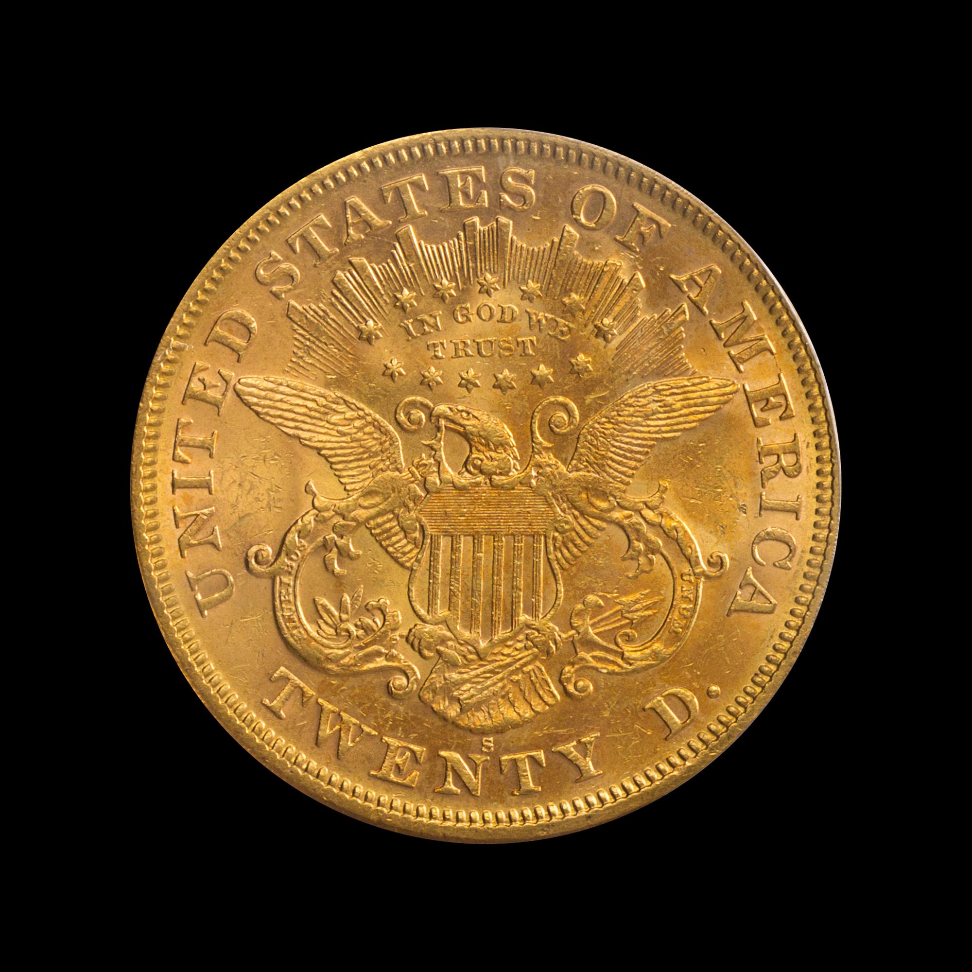 A United States 1873-S Liberty Head: Closed 3 $20 Gold Coin