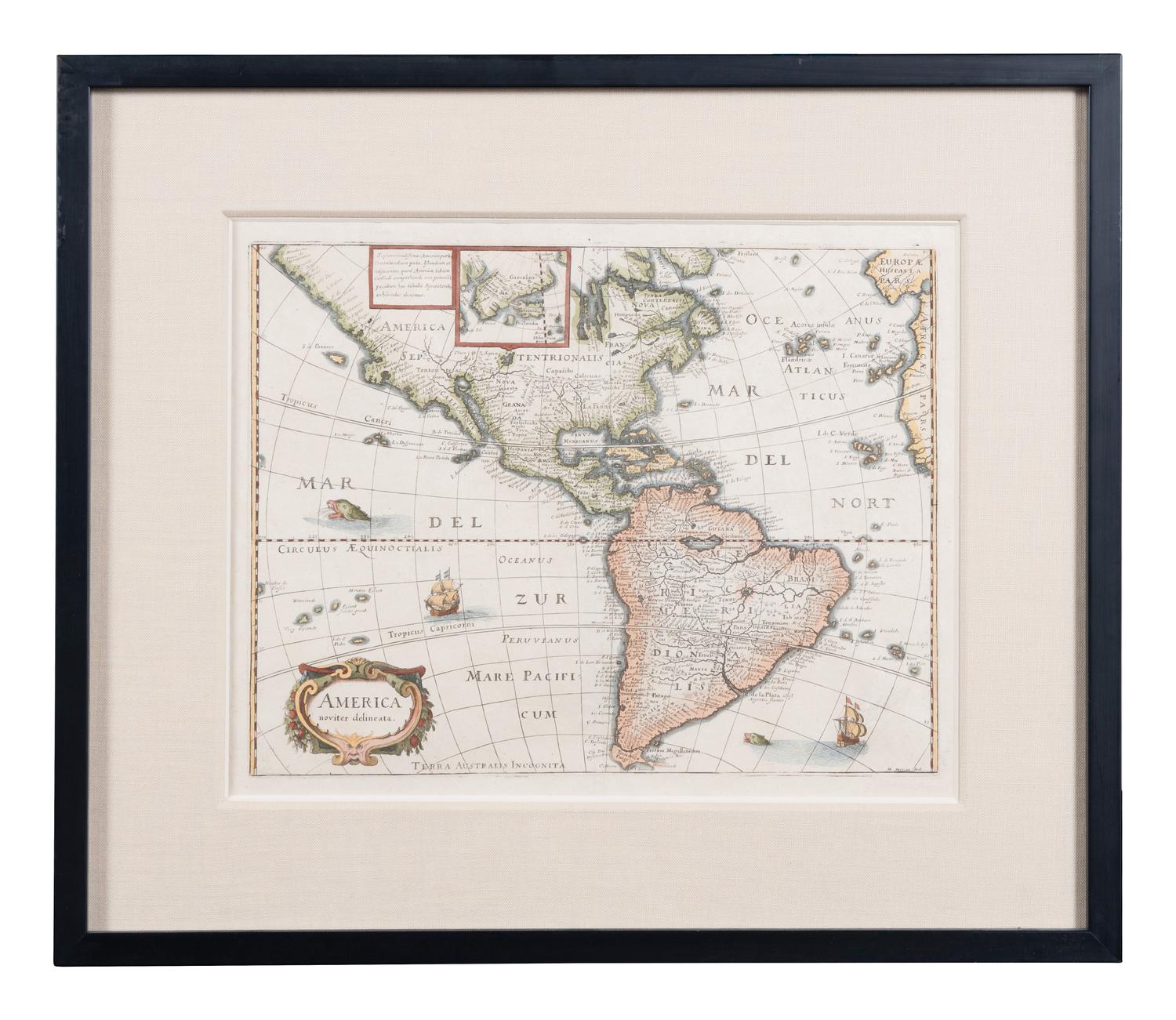 [MAPS]. A Group of 4 engraved maps with hand-coloring depicting Rome, Florence, Sicily, and America, comprising: