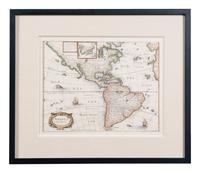 [MAPS]. A Group of 4 engraved maps with hand-coloring depicting Rome, Florence, Sicily, and America, comprising: