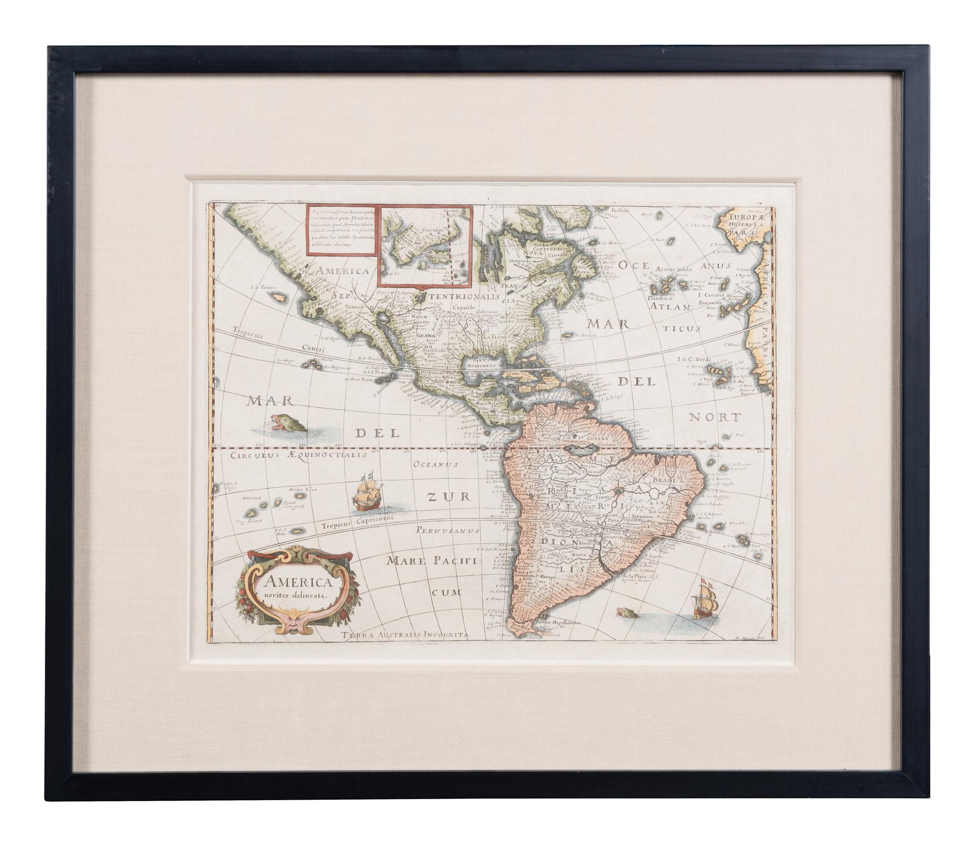 [MAPS]. A Group of 4 engraved maps with hand-coloring depicting Rome, Florence, Sicily, and America, comprising: