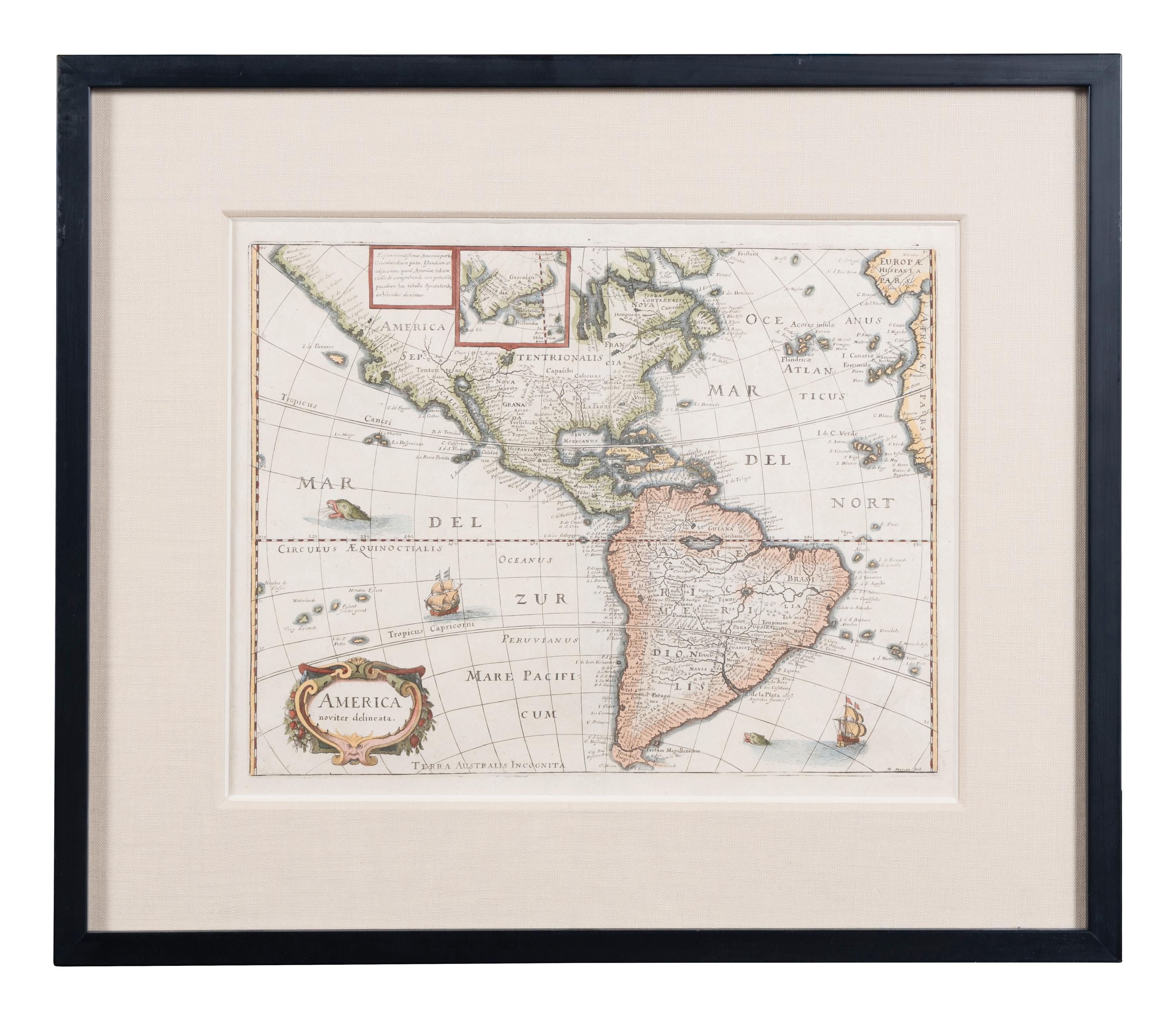 [MAPS]. A Group of 4 engraved maps with hand-coloring depicting Rome, Florence, Sicily, and America, comprising:
