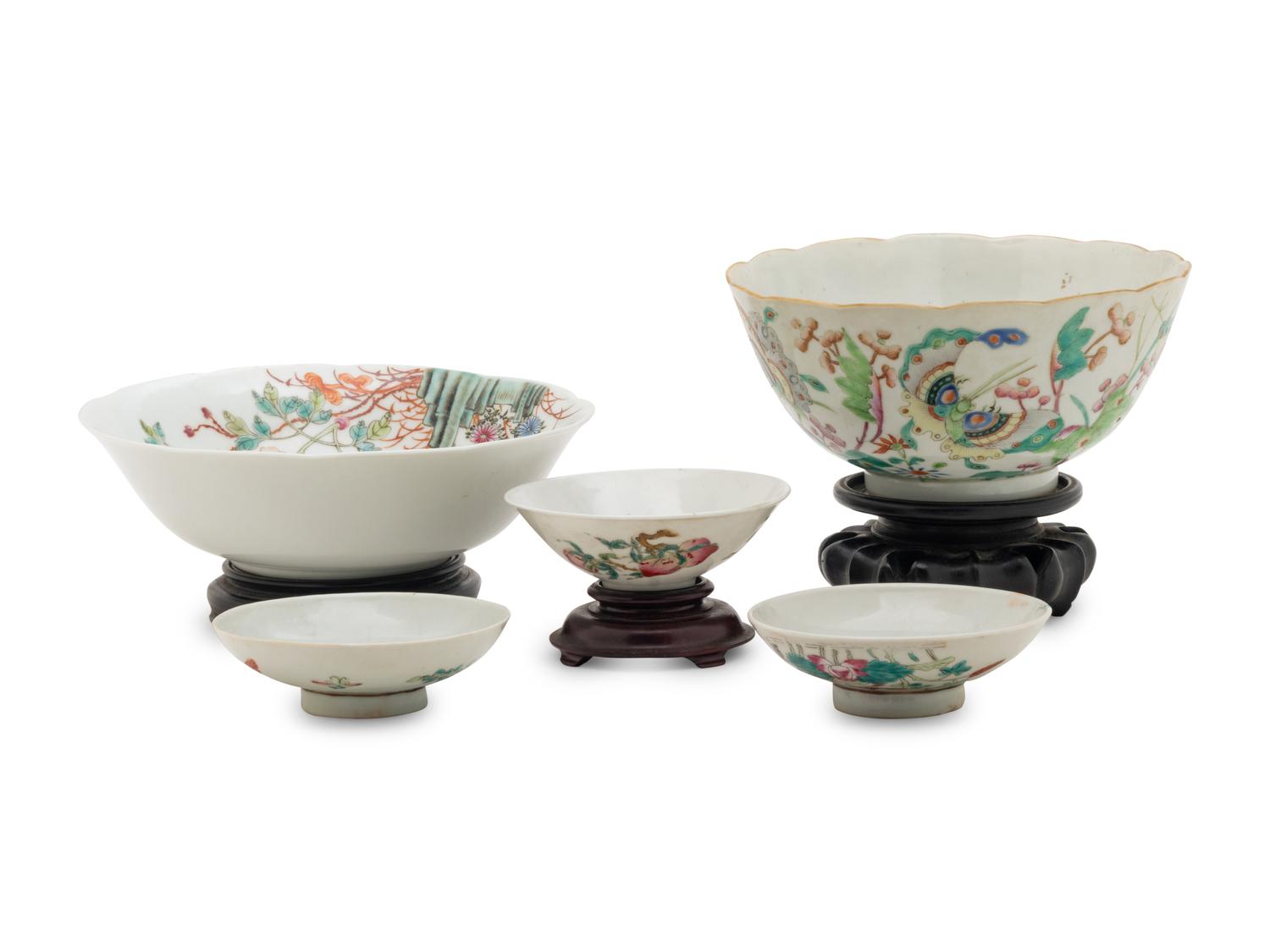 Three Chinese Famille Rose Porcelain Bowls