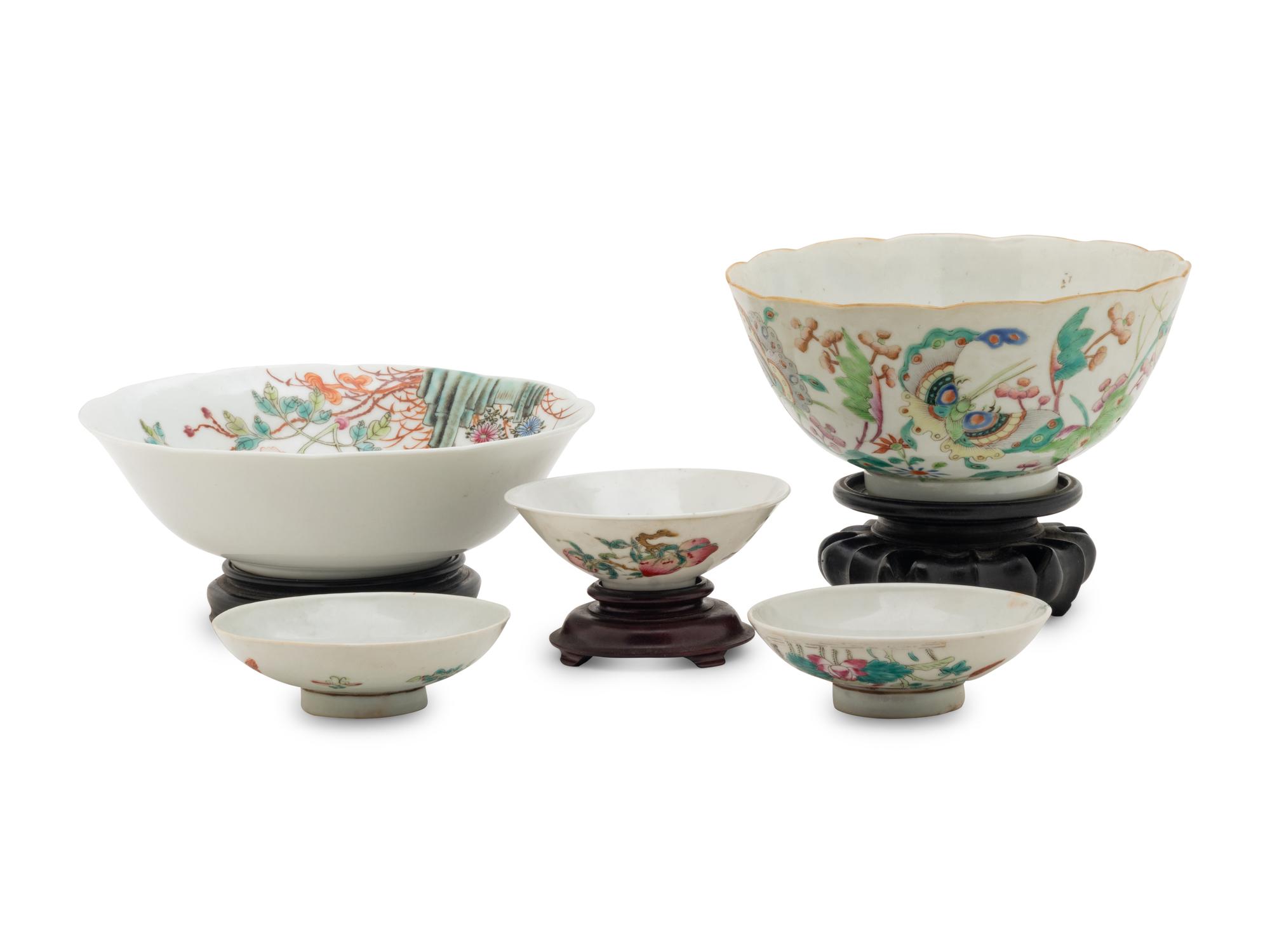 Three Chinese Famille Rose Porcelain Bowls