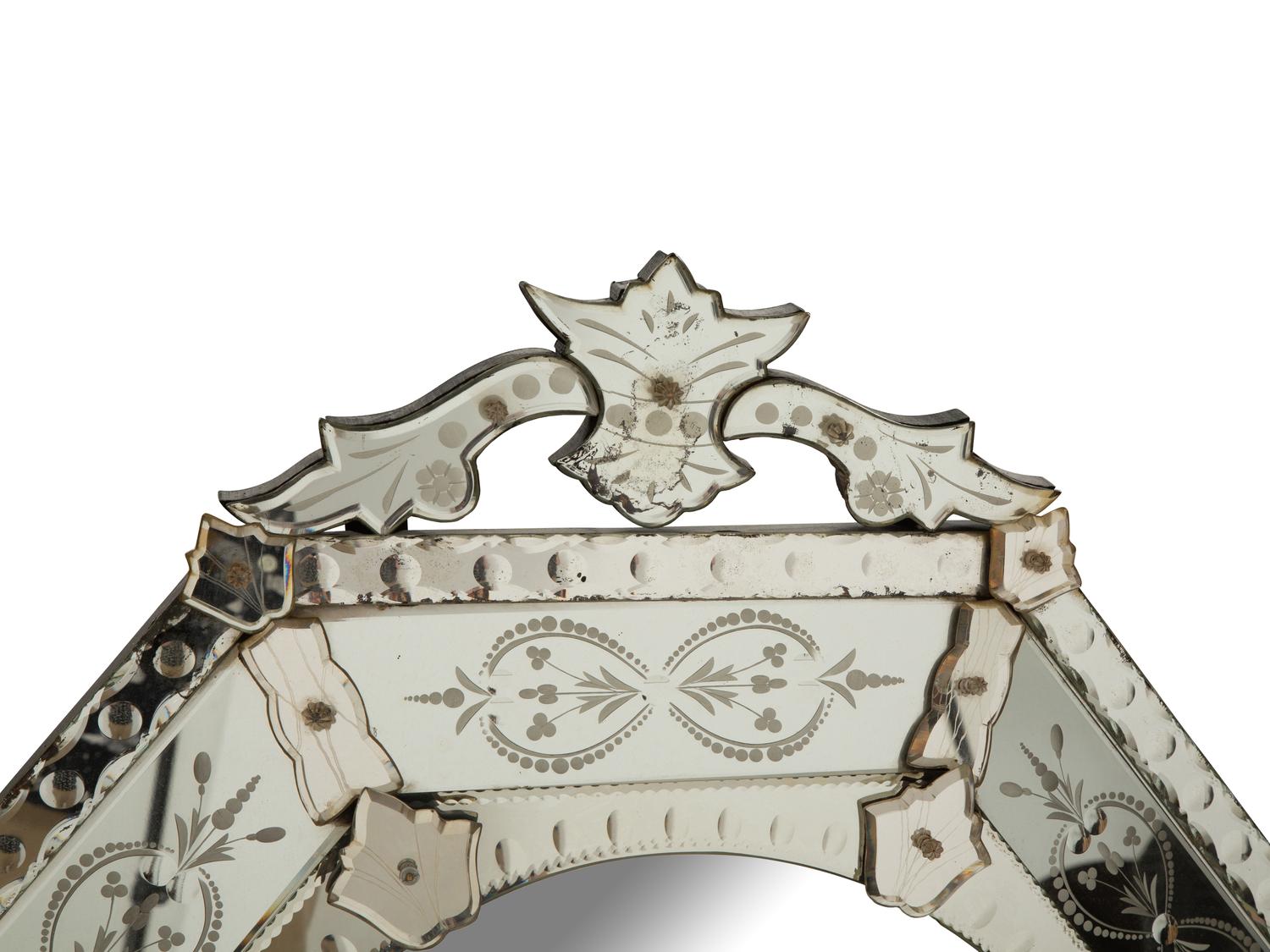 A Venetian Etched Glass Octagonal Mirror