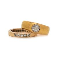 COLLECTION OF DIAMOND AND YELLOW GOLD RINGS