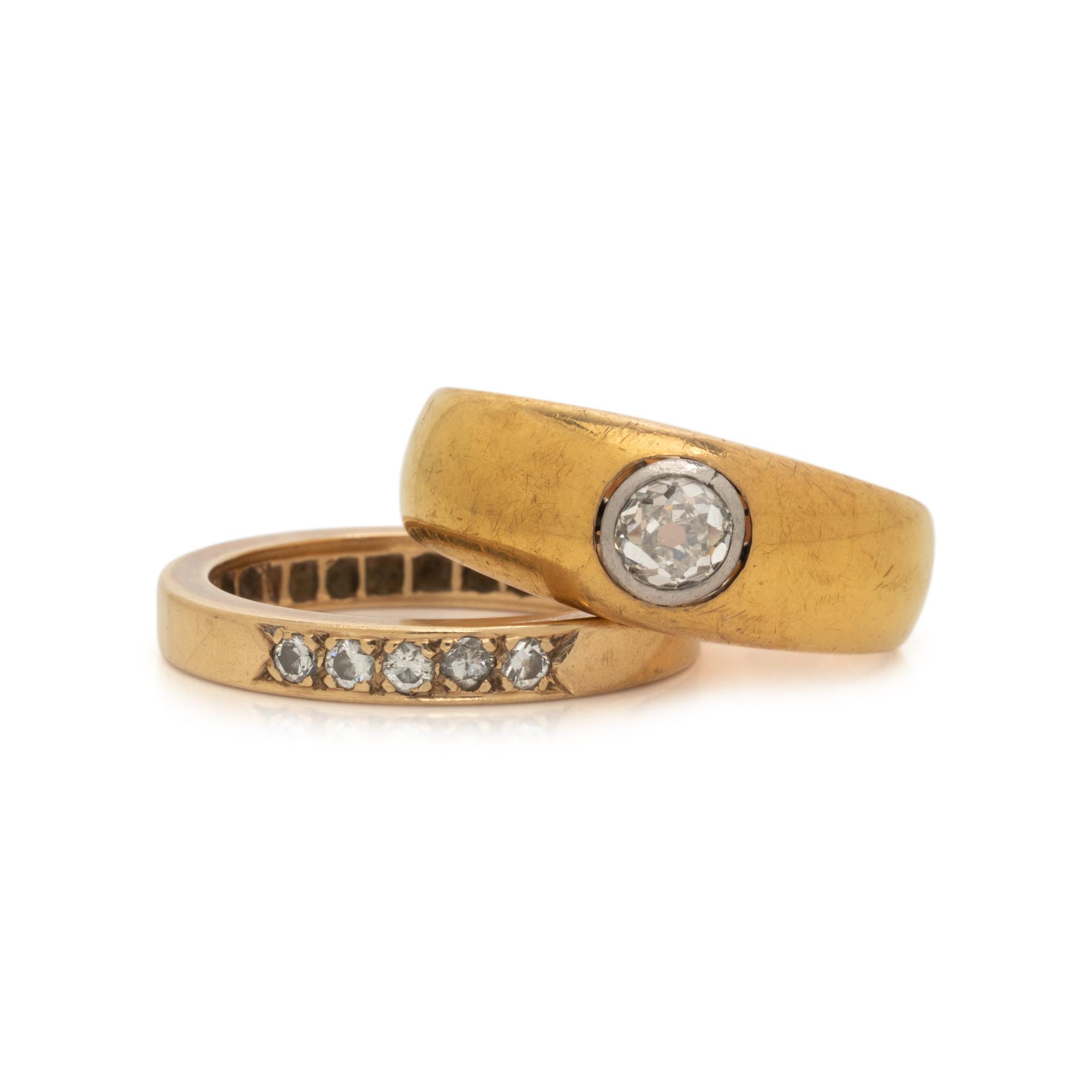 COLLECTION OF DIAMOND AND YELLOW GOLD RINGS