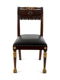 An Empire Style Mahogany and Parcel Gilt Side Chair — 20TH CENTURY