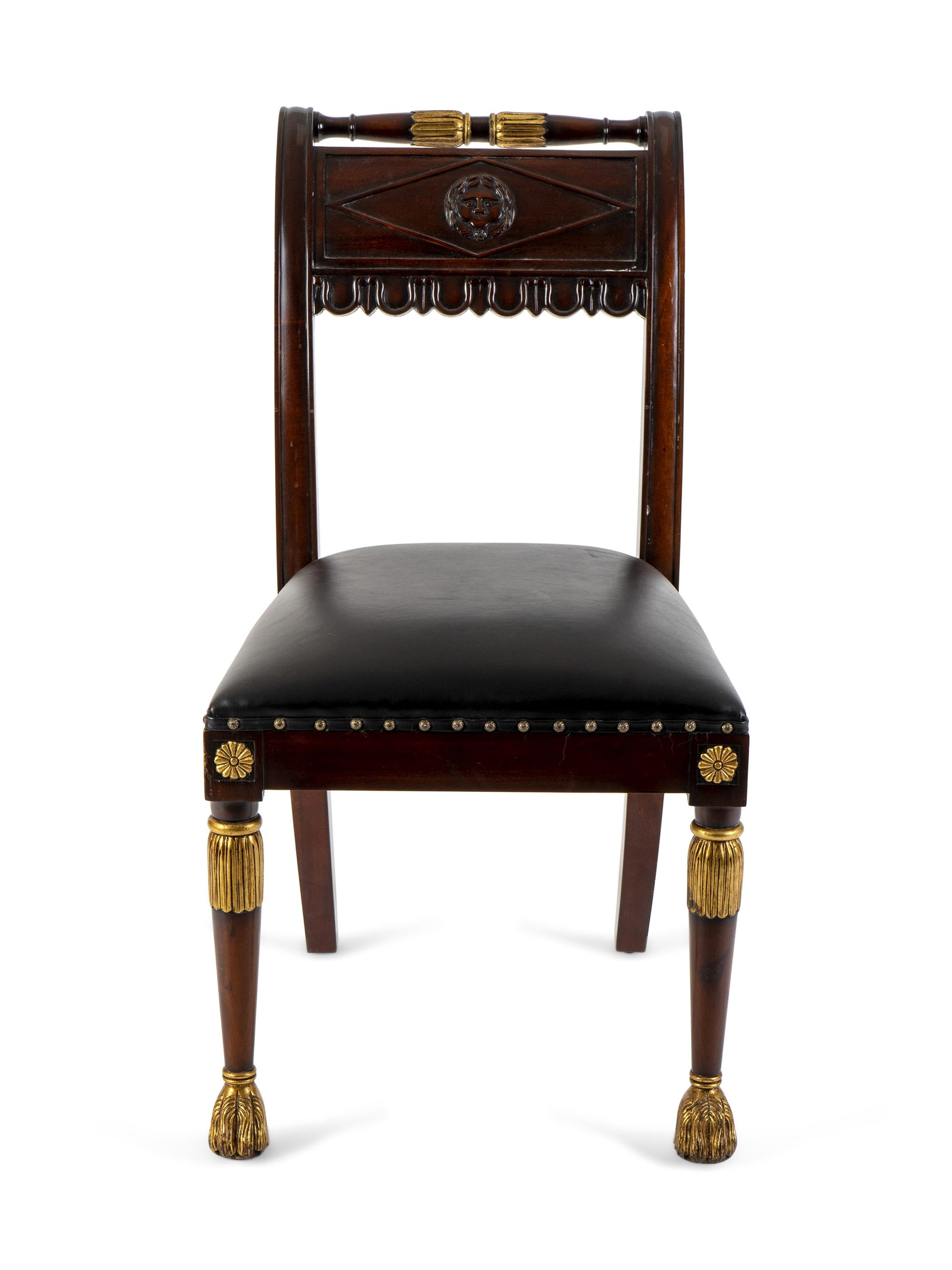 An Empire Style Mahogany and Parcel Gilt Side Chair — 20TH CENTURY