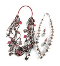 Southwestern-style Multi-strand Treasure Necklace AND Silver Bead Necklace