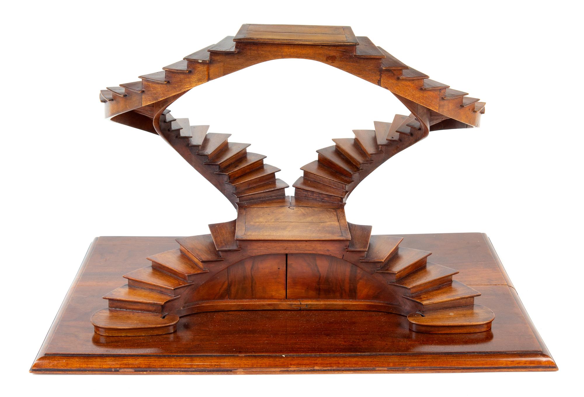 An English Mahogany Twin Staircase Model Height 14 3/4 x width 24 x depth 14 5/8 inches. — LATE 19TH CENTURY