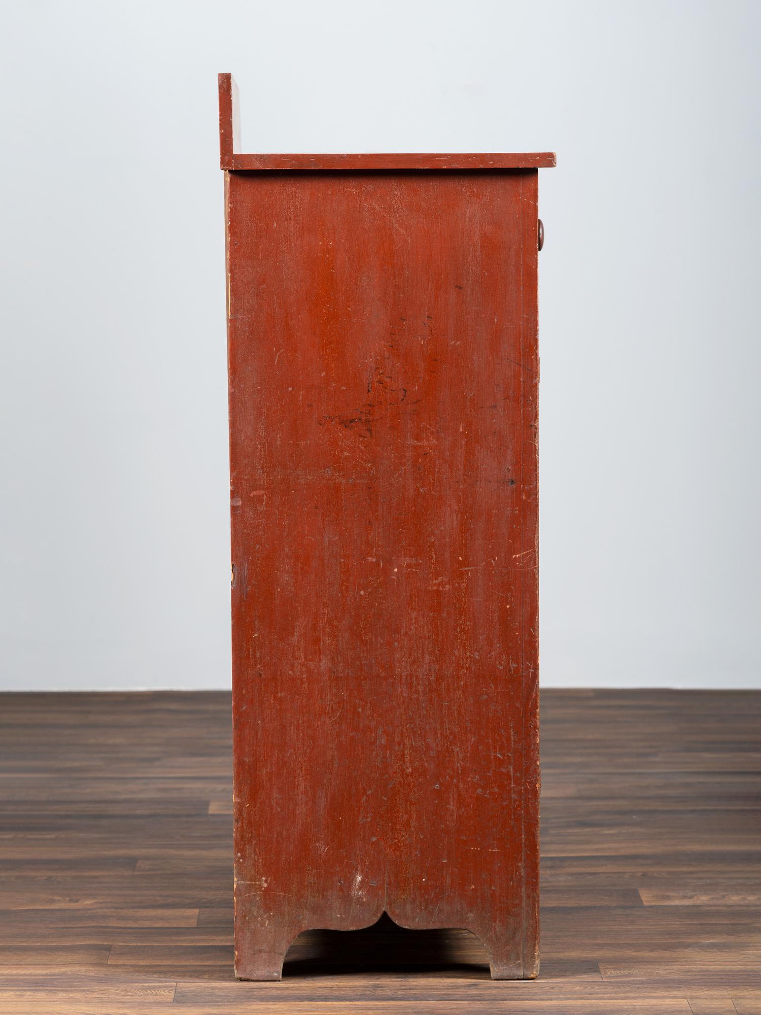 A Country Grain-Painted Poplar Two-Drawer Jelly Cupboard