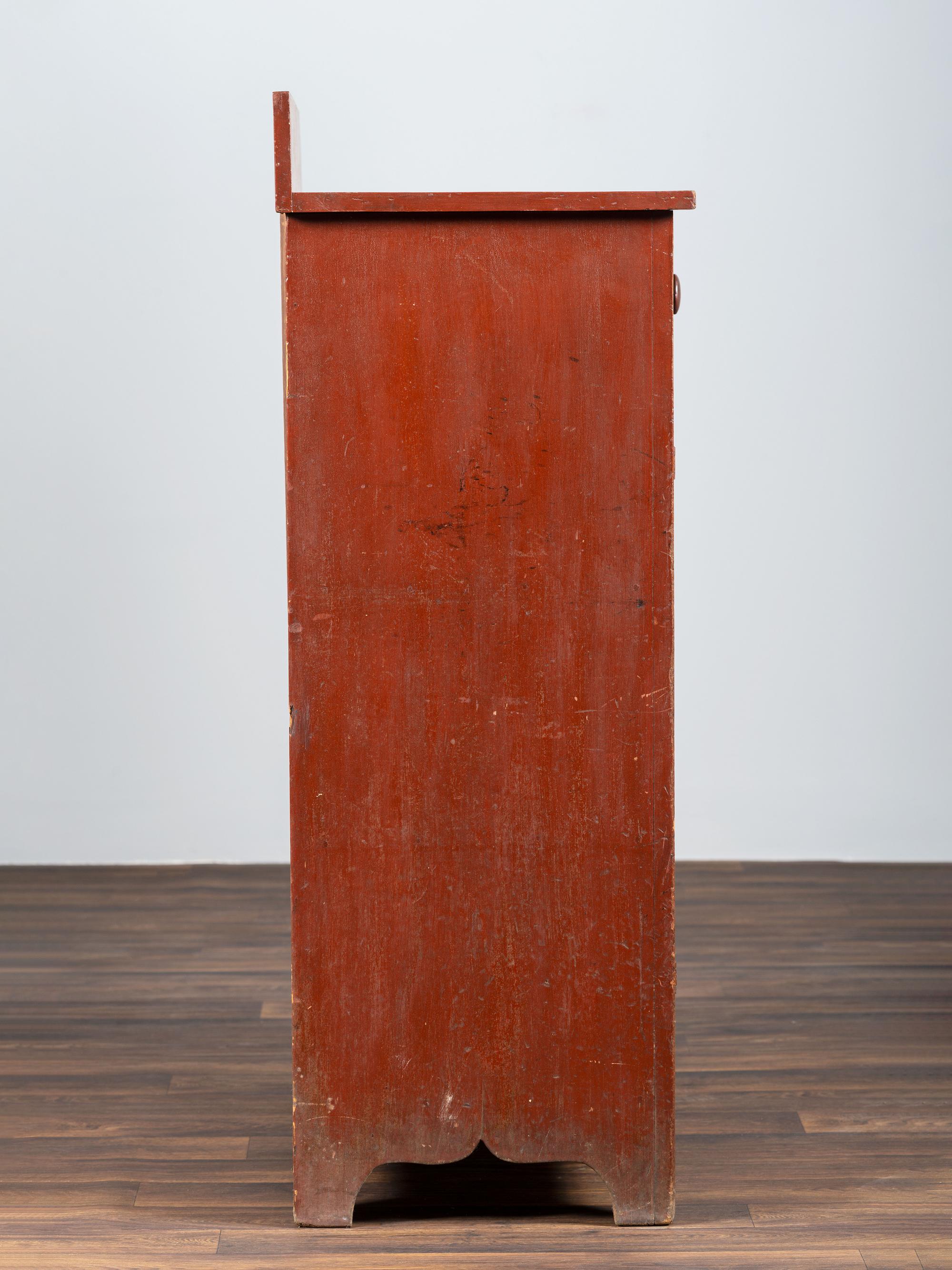 A Country Grain-Painted Poplar Two-Drawer Jelly Cupboard
