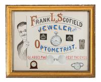 Five Framed Specialty Shop Advertising Hand Colored Prints and Watercolors