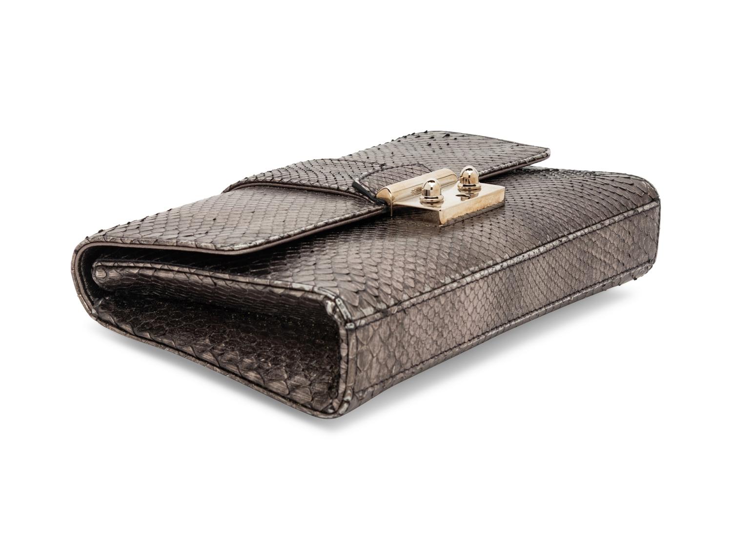 Dior, Metallic Pewter Snakeskin Clutch