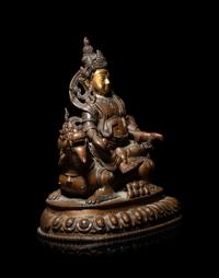 A Sino-Tibetan Gilt Bronze Figure of a Bodhisattva Vaishranava